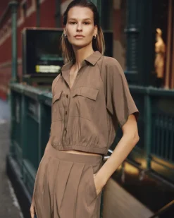 Short-Sleeve Blouse with Utility Pockets