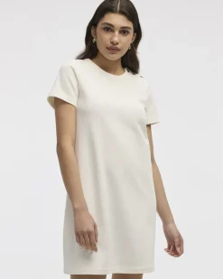 Short-Sleeve Crew-Neck Shift Dress