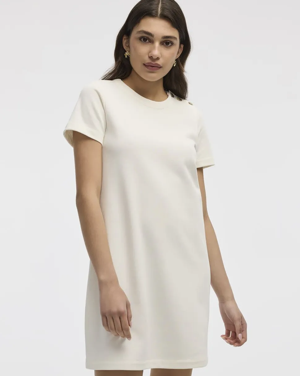 Short-Sleeve Crew-Neck Shift Dress