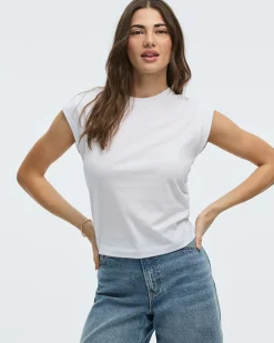 Short-Sleeve Crew-Neck Tee with Shirred Sides