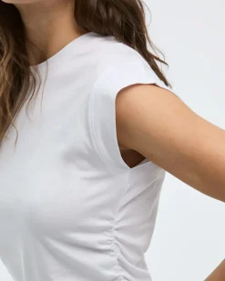 Short-Sleeve Crew-Neck Tee with Shirred Sides