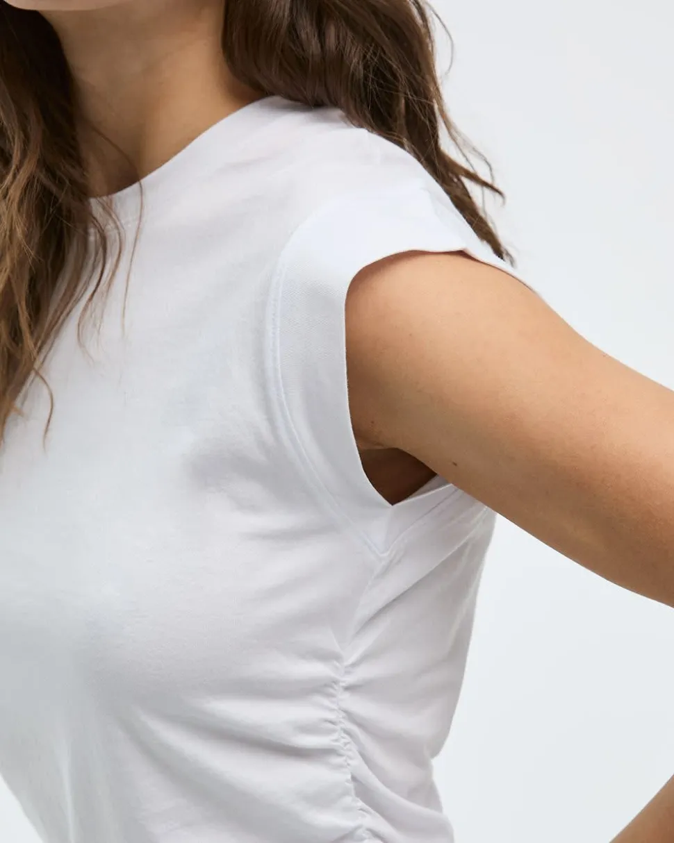 Short-Sleeve Crew-Neck Tee with Shirred Sides