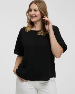 Short-Sleeve Crew-Neck T-Shirt Blouse