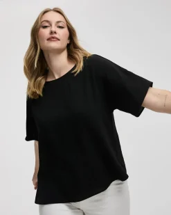 Short-Sleeve Crew-Neck T-Shirt Blouse