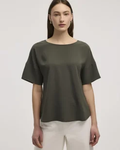 Short-Sleeve Crew-Neck T-Shirt Blouse