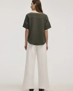 Short-Sleeve Crew-Neck T-Shirt Blouse