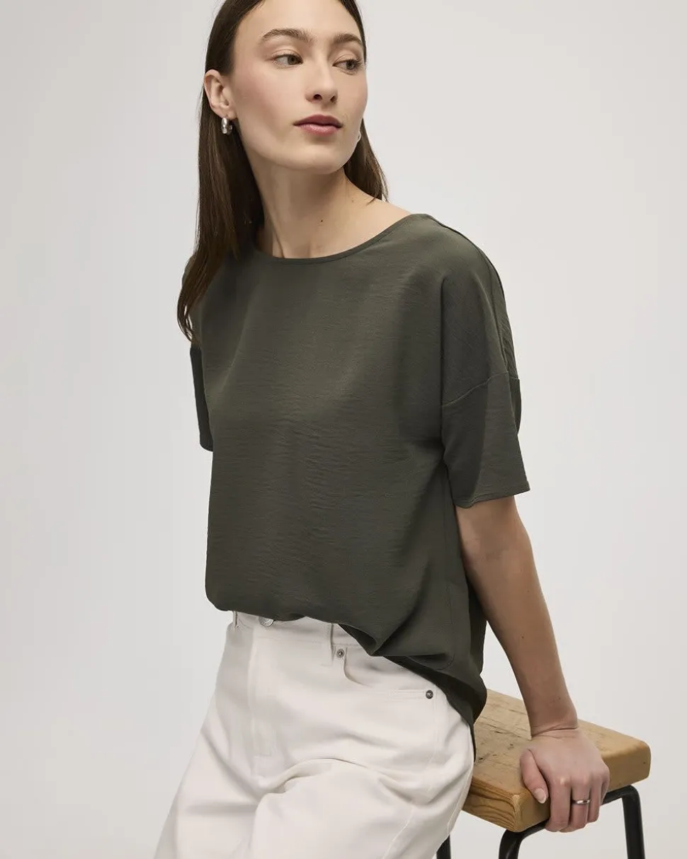 Short-Sleeve Crew-Neck T-Shirt Blouse