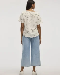 Short-Sleeve Crew-Neck T-Shirt Blouse