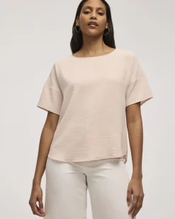 Short-Sleeve Crew-Neck T-Shirt Blouse