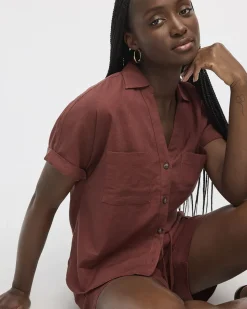 Short-Sleeve Linen-Blend Shirt