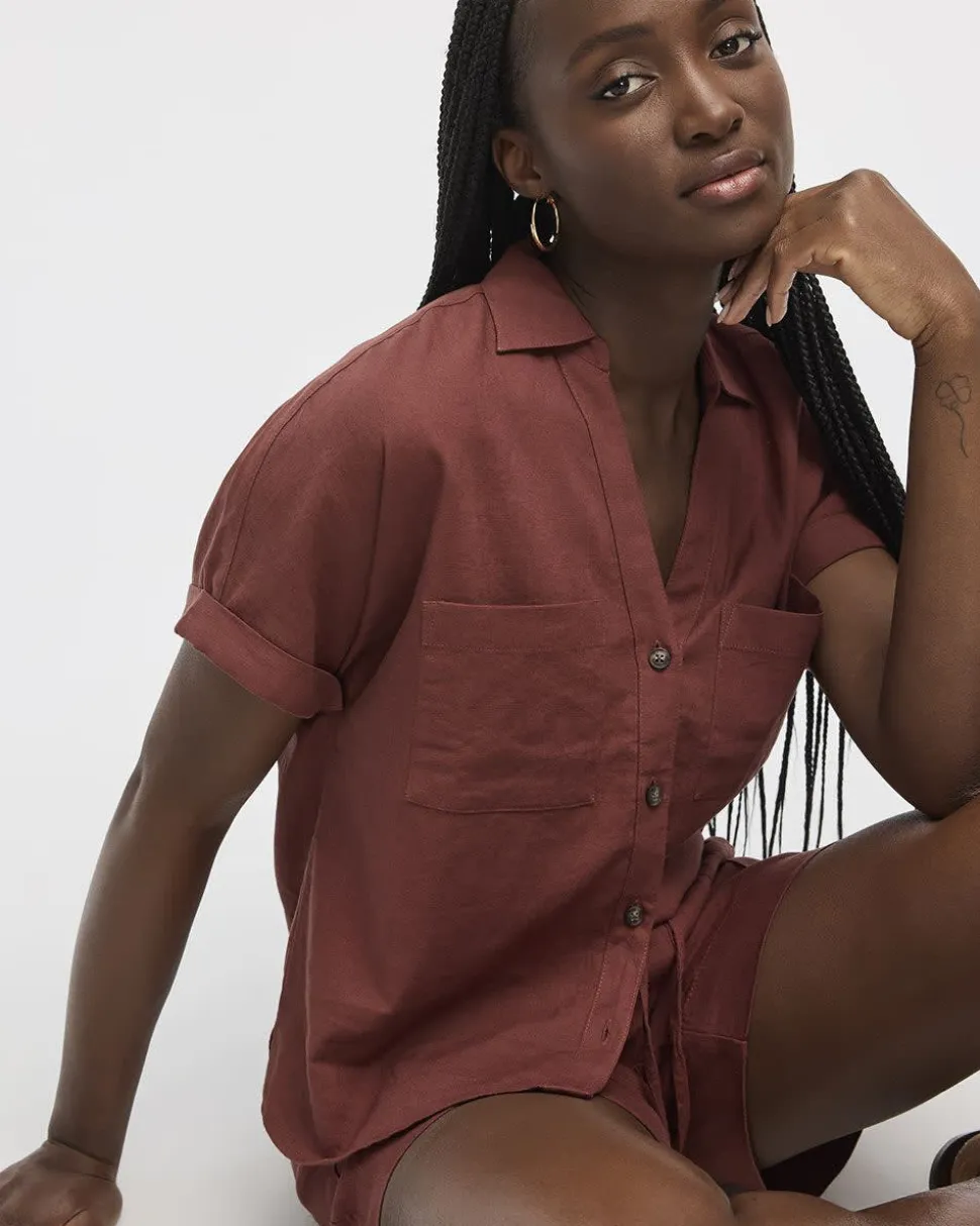 Short-Sleeve Linen-Blend Shirt