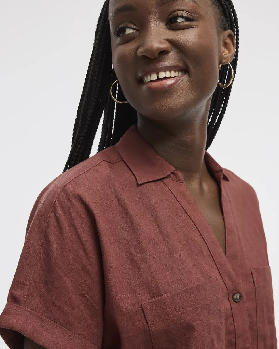 Short-Sleeve Linen-Blend Shirt