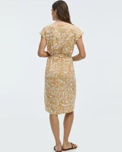 Short-Sleeve Midi Dress with Wrap Detail