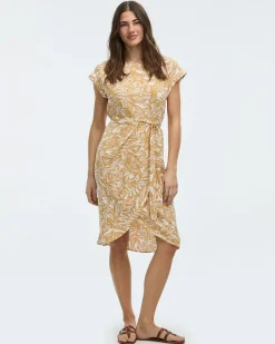 Short-Sleeve Midi Dress with Wrap Detail