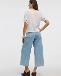 Short-Sleeve Scoop-Neck Loose Blouse