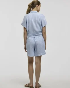 Short-Sleeve Shirt with Self-Tie Hem