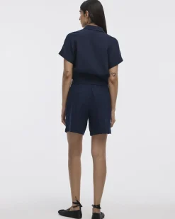 Short-Sleeve Shirt with Self-Tie Hem