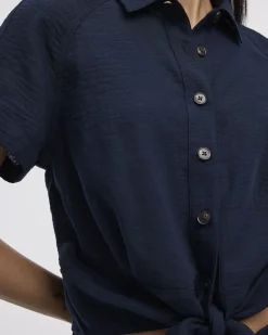 Short-Sleeve Shirt with Self-Tie Hem