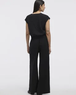 Short-Sleeve Top with Wrap V Neckline