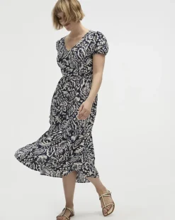 Short-Sleeve V-Neck Dress
