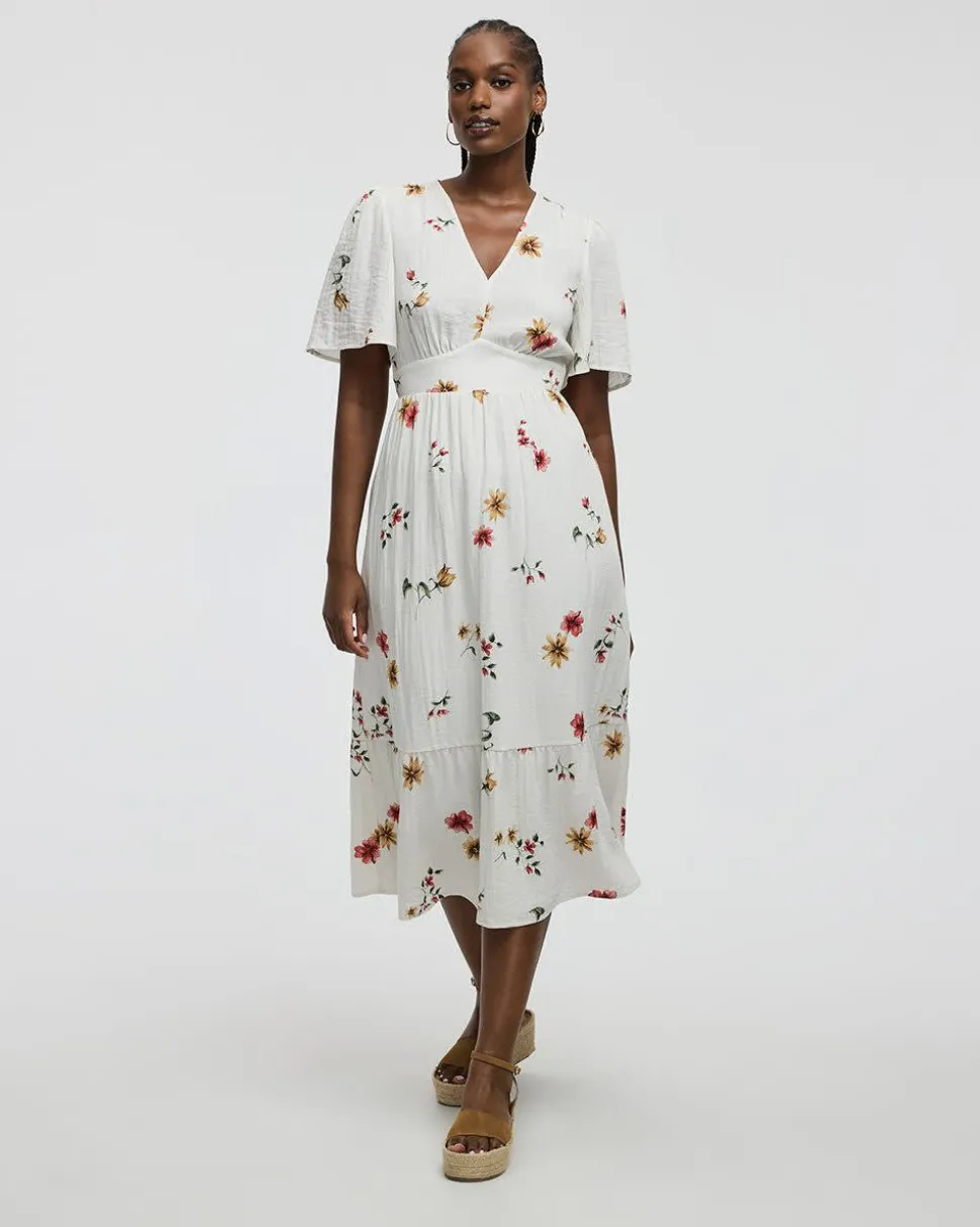 Short-Sleeve V-Neck Maxi Dress