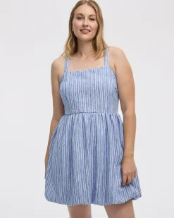 Sleeveless Bubble Mini Dress with Square Neckline