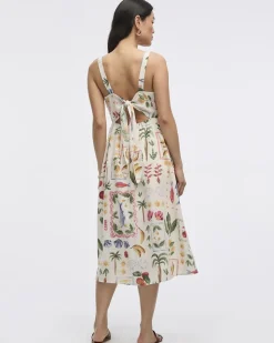 Sleeveless Midi Dress with Square Neckline