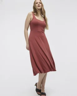 Sleeveless Midi Dress with Square Neckline