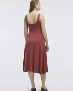 Sleeveless Midi Dress with Square Neckline