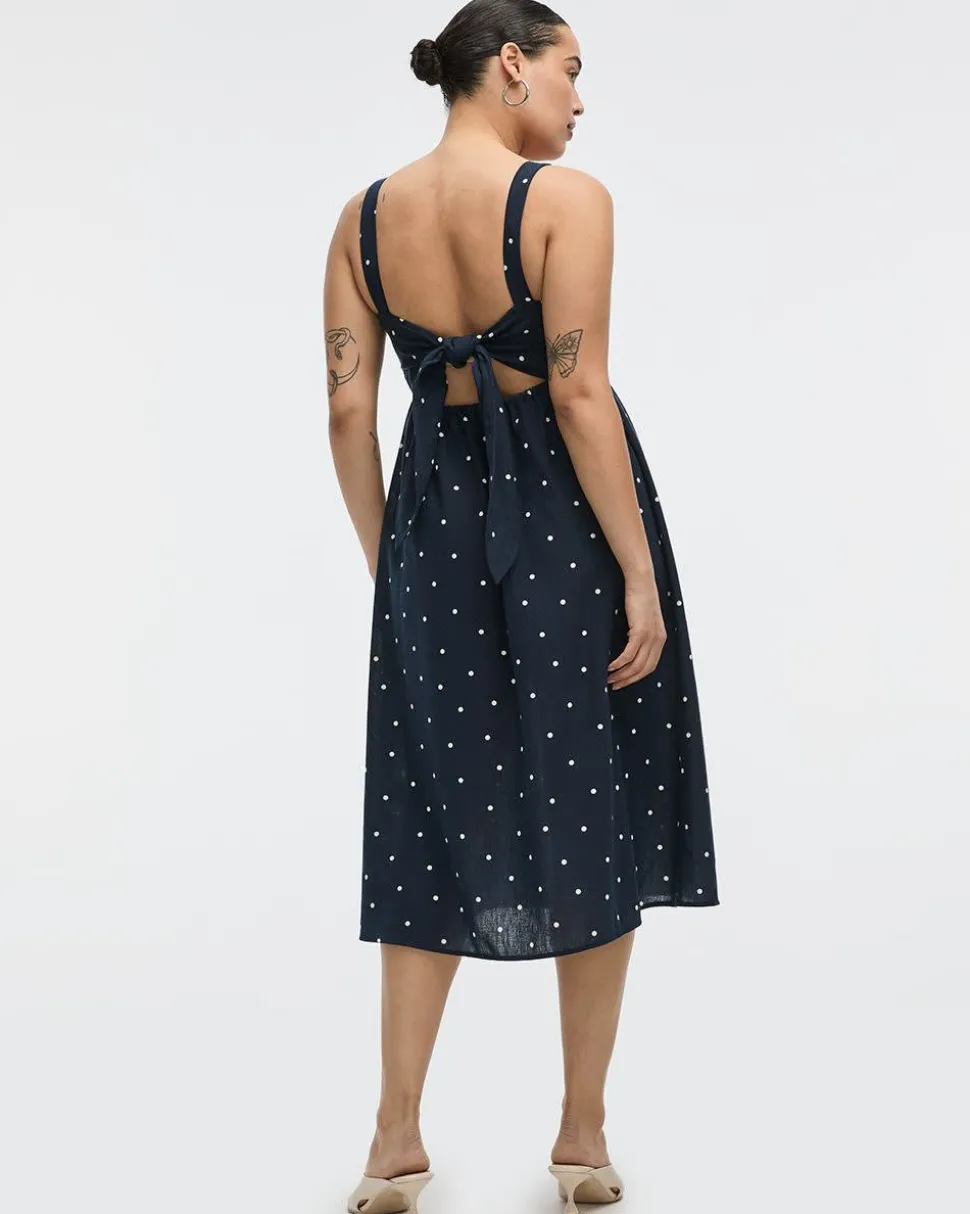 Sleeveless Square-Neck Midi Dress