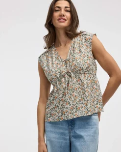 Sleeveless V-Neck Peplum Blouse
