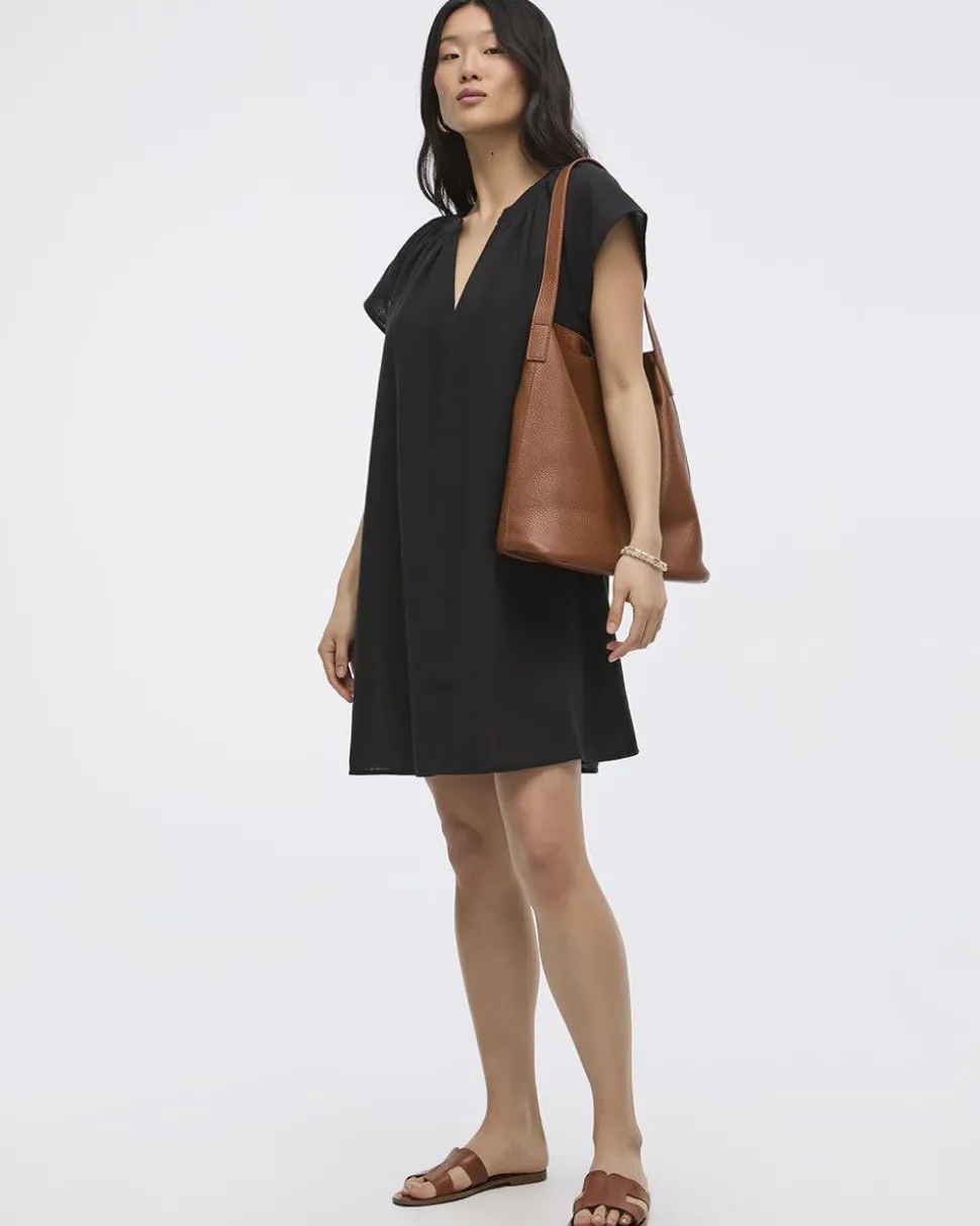 Split-Neck Shift Dress