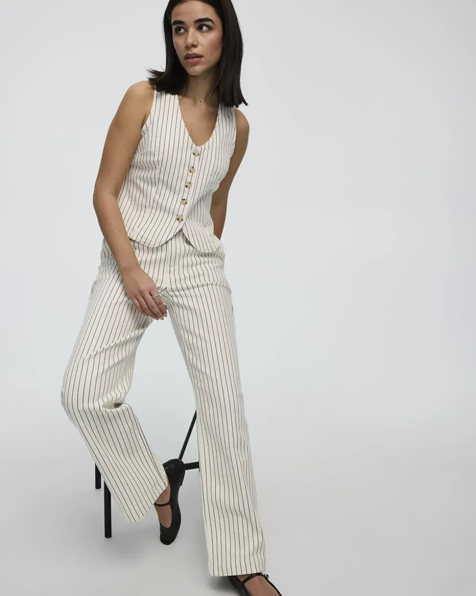 Straight-Leg Mid-Rise Pinstripe Jean