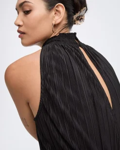Straight-Leg Sleeveless Jumpsuit with Halter Mock Neckline