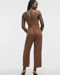 Straight-Leg Sleeveless Jumpsuit with Square Neckline
