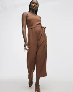 Straight-Leg Sleeveless Jumpsuit with Square Neckline