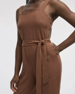 Straight-Leg Sleeveless Jumpsuit with Square Neckline