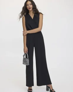 Straight-Leg Sleeveless Jumpsuit with Wrap Front