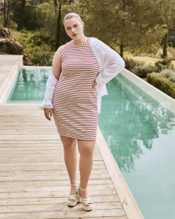 Striped Sleeveless Bodycon Ribbed Dress
