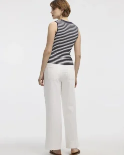 Striped V-Neck Ribbed Tank