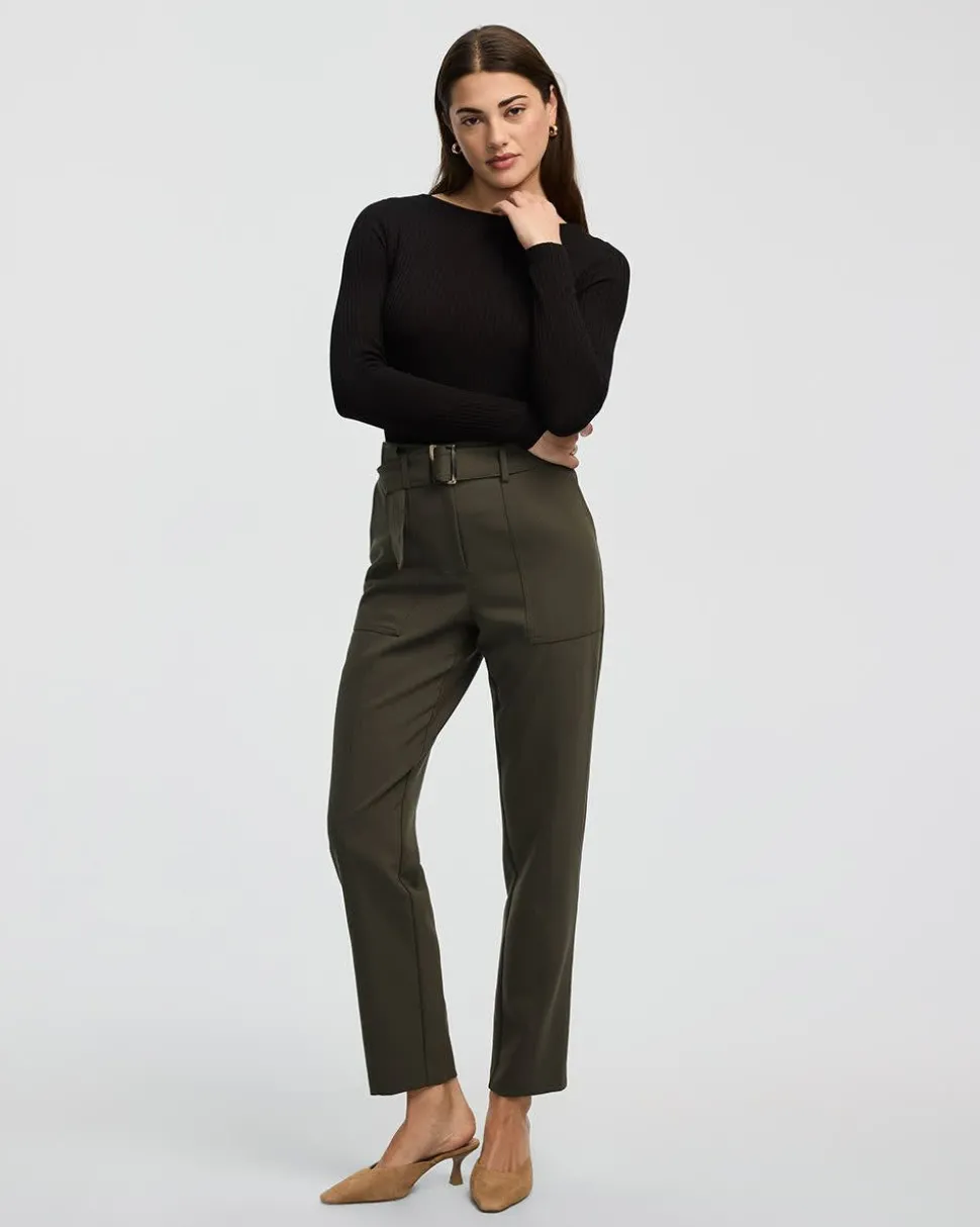 Tapered-Leg High-Rise Belted Pants