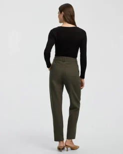 Tapered-Leg High-Rise Belted Pants