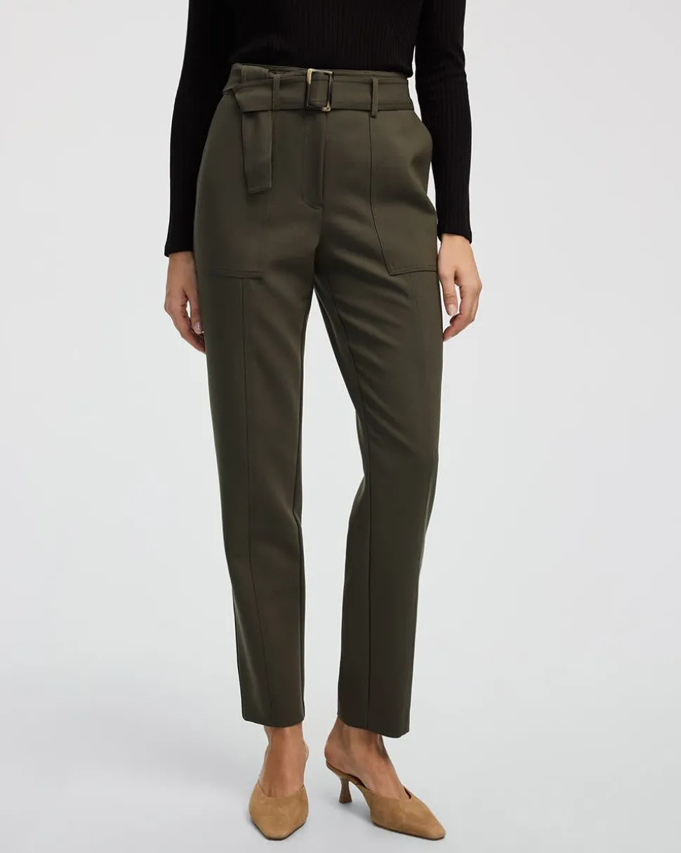 Tapered-Leg High-Rise Belted Pants