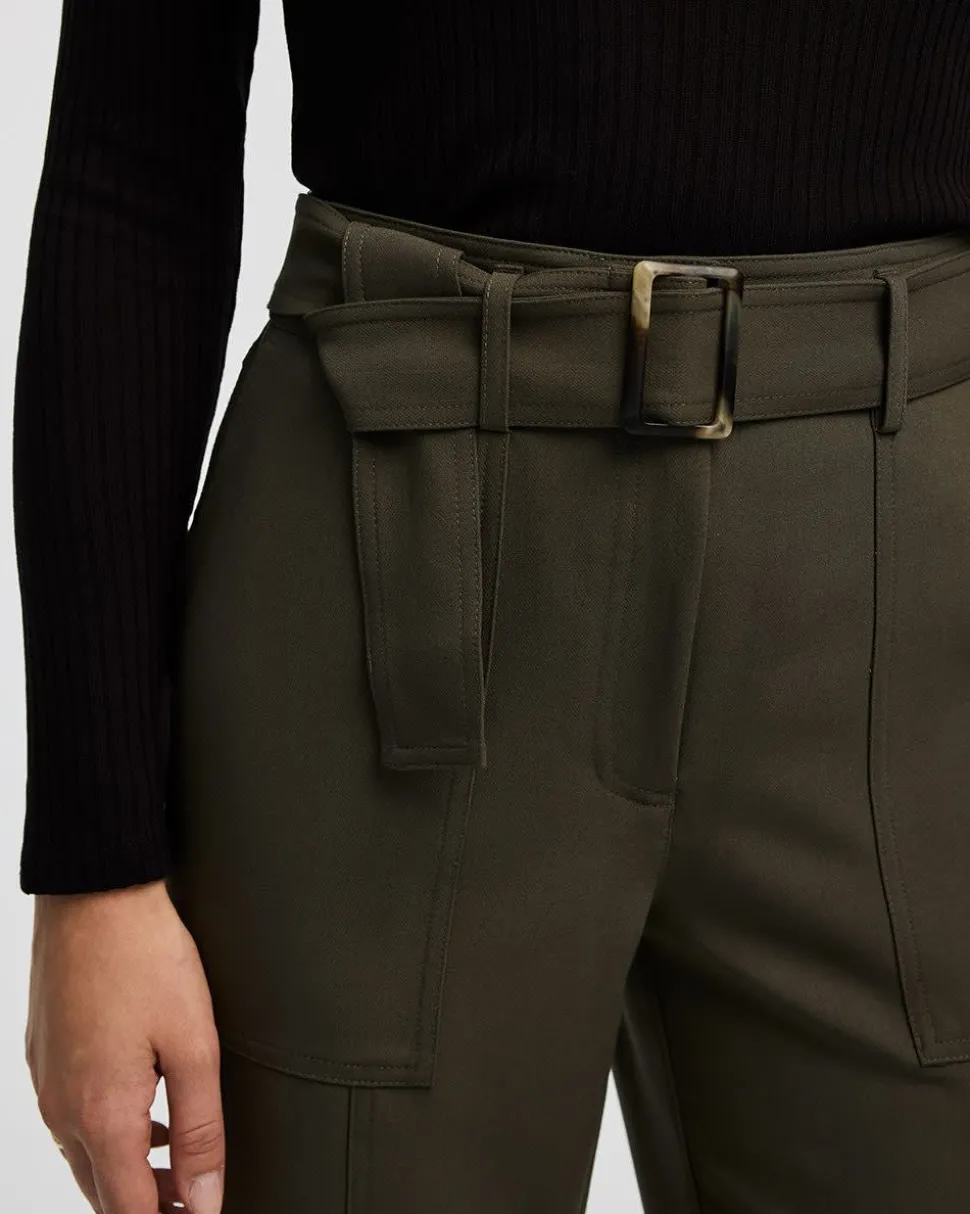 Tapered-Leg High-Rise Belted Pants