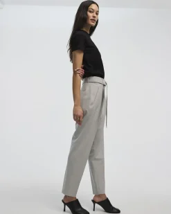 Tapered-Leg High-Rise Pant with Sash