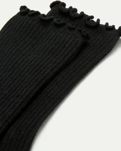 Textured-Knit Crew Socks with Ruffled Hems