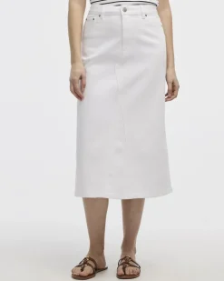 White Midi Denim Skirt