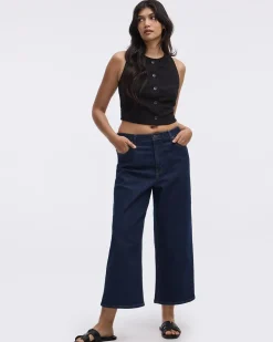 Wide-Leg High-Rise Cropped Jean - Petite