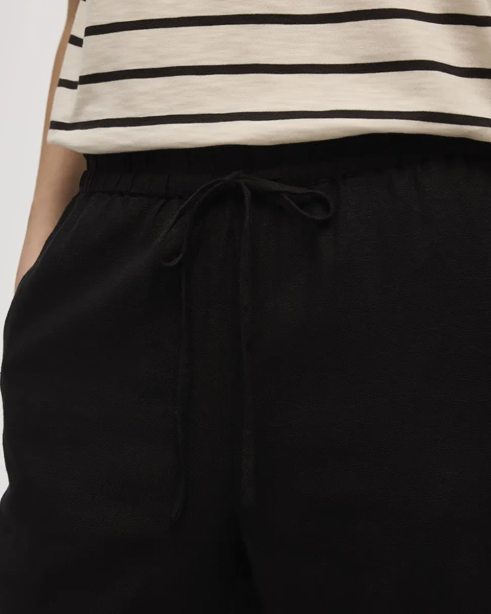 Wide-Leg High-Rise Linen Blend Pant