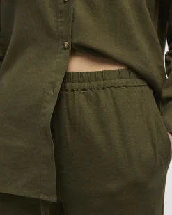 Wide-Leg High-Rise Linen Blend Pant
